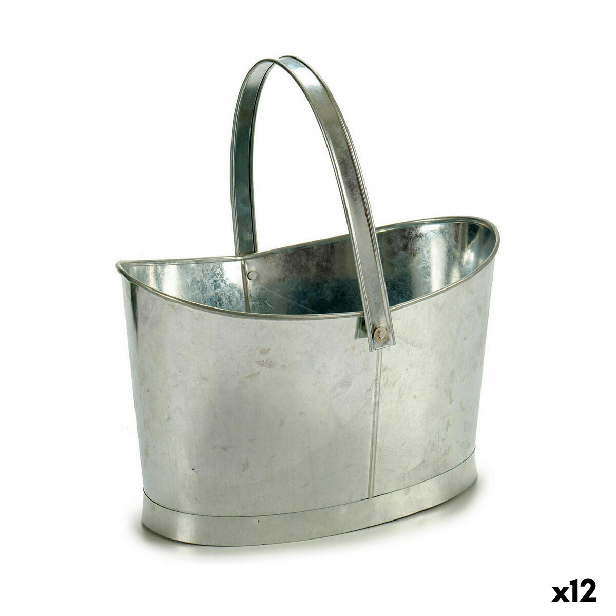 4899888617631 - Plant pot E51465-B Silver Zinc Basket 21 x 195 x 355 cm (12 Units)