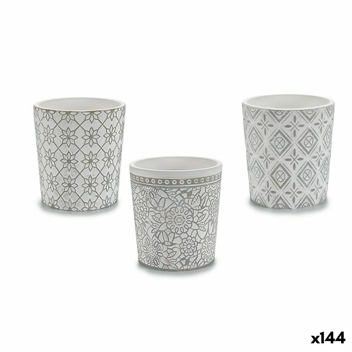 4899888618102 - Planter DX43436-F12 White Grey Ceramic Pattern 123 x 12 x 123 cm (144 Units)