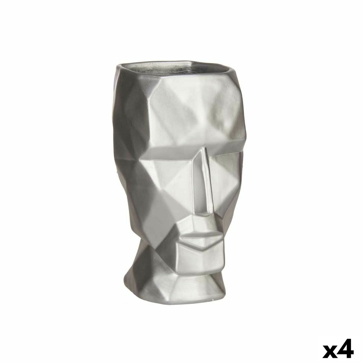 4899888618669 - Vase 3D Gesicht Silberfarben Polyesterharz 12 x 245 x 16 cm (4 Stück)