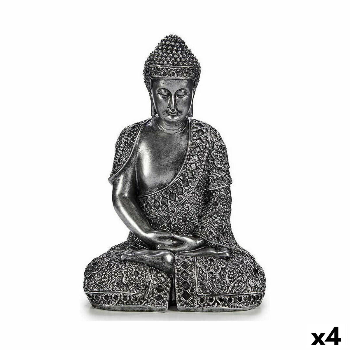 4899888619536 - Deko-Figur Buddha Sitzend Silberfarben 17 x 325 x 22 cm (4 Stück)