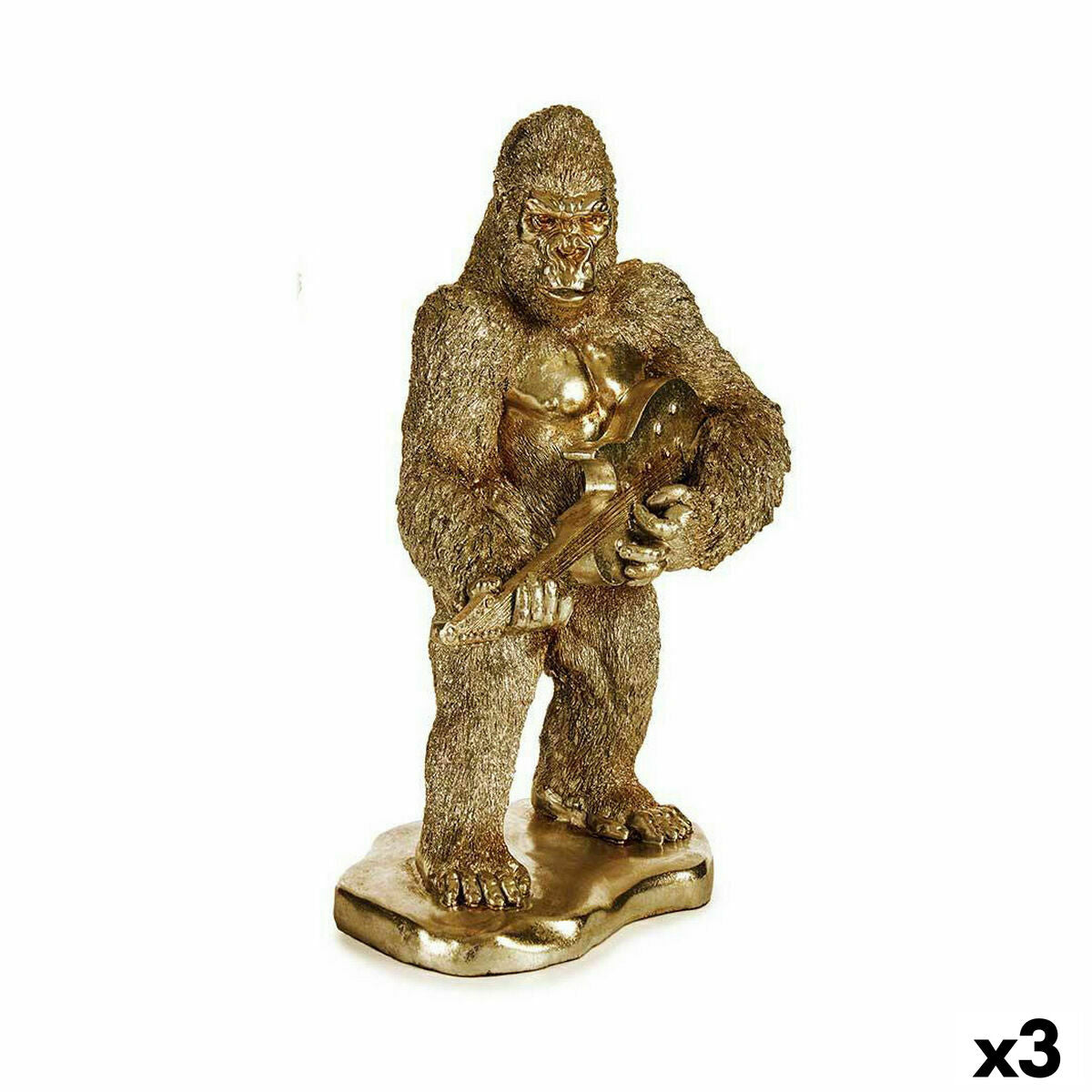 4899888619680 - Deko-Figur Gorilla Gitarre Gold 16 x 39 x 27 cm (3 Stück)