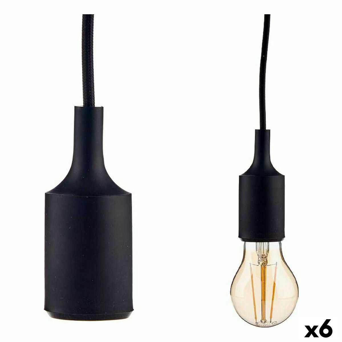 4899888620150 - Deckenlampe 60 W 220-250 V Schwarz Kunststoff (6 Stück)