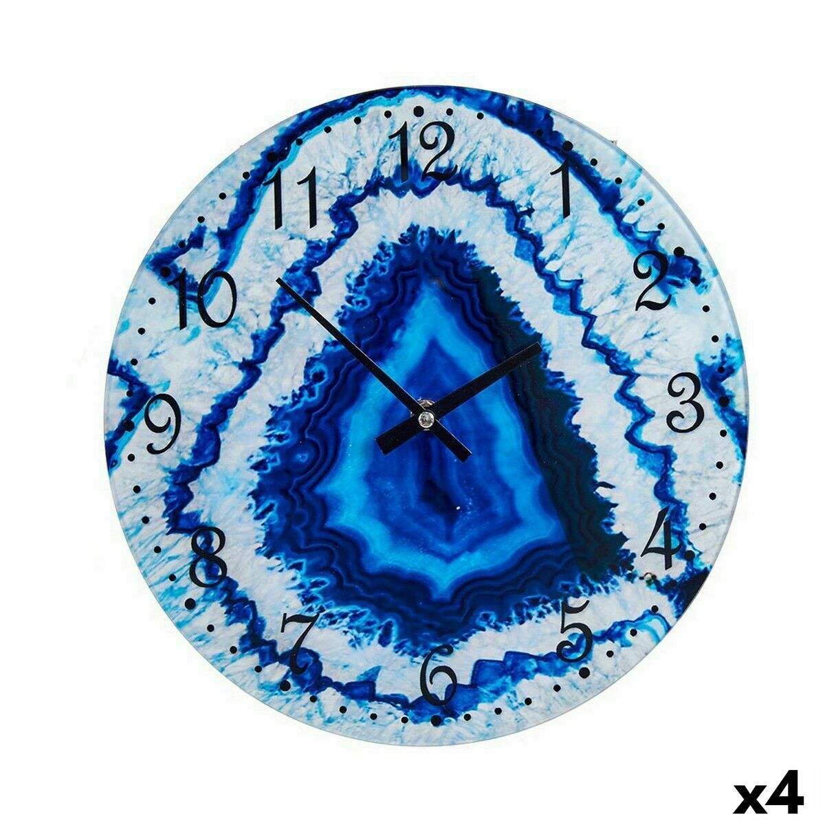 4899888620860 - Wanduhr Marmor Blau Kristall 30 x 4 x 30 cm (4 Stück)