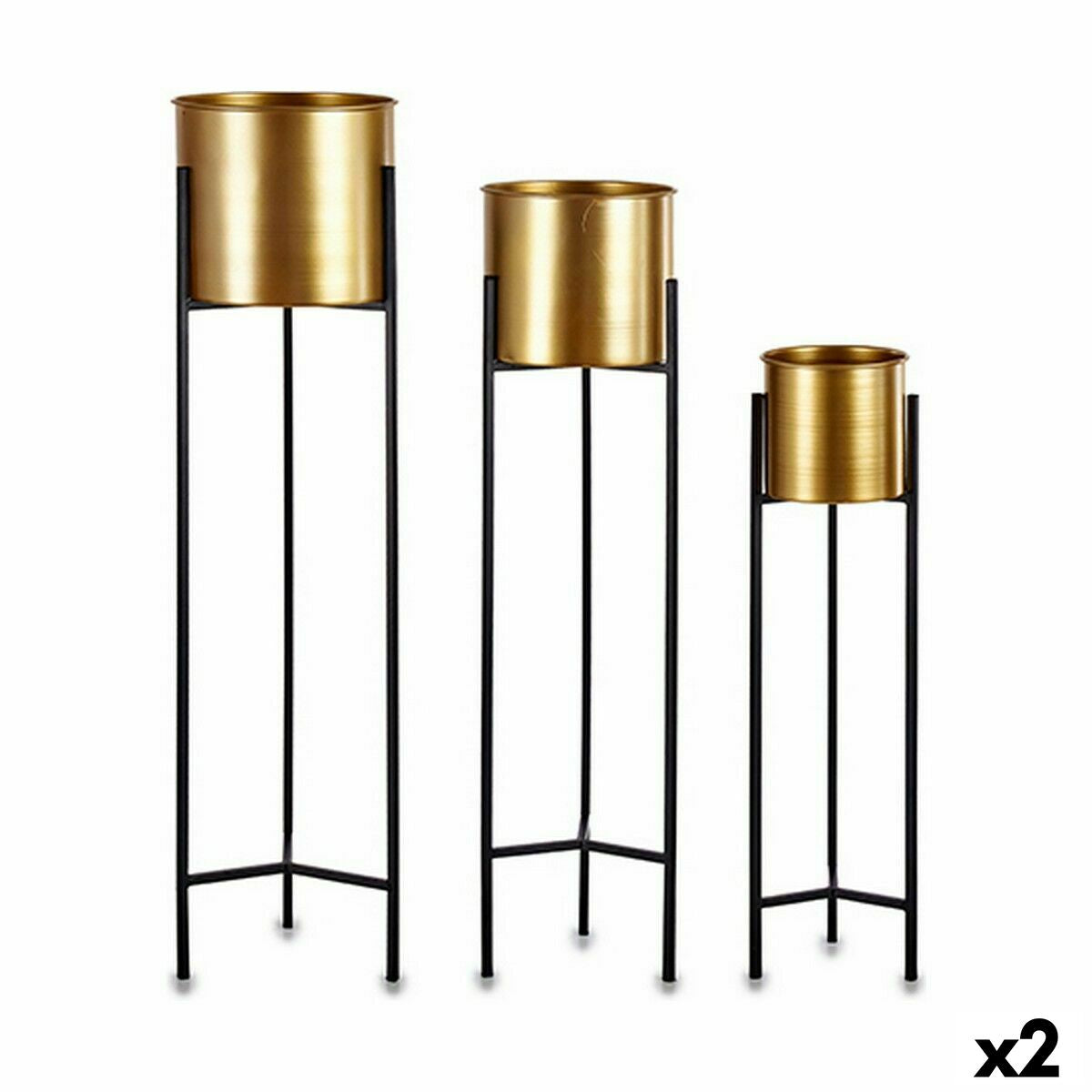 4899888621089 - Set von Pflanzgefäßen schwarzes goldenes Metall (2 Einheiten) 4899888621089 - Set von Pflanzgefäßen schwarzes goldenes Metall (2 Einheiten)