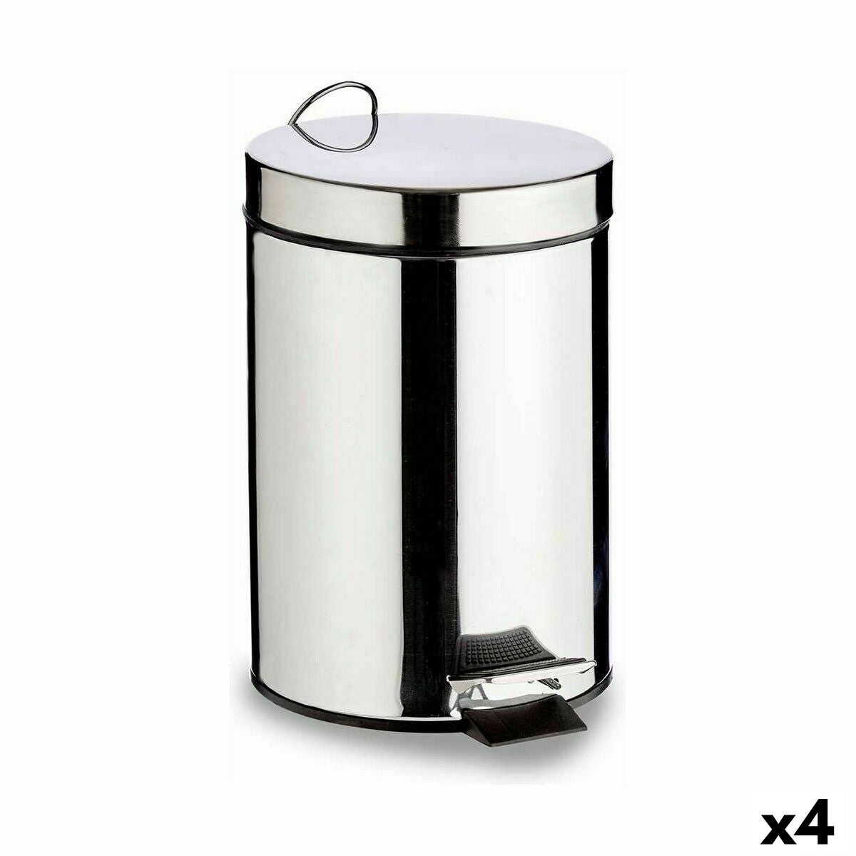 4899888621867 - Papierkorb mit Pedal B0010-7L Silberfarben Edelstahl Kunststoff 7 L (4 Stück)