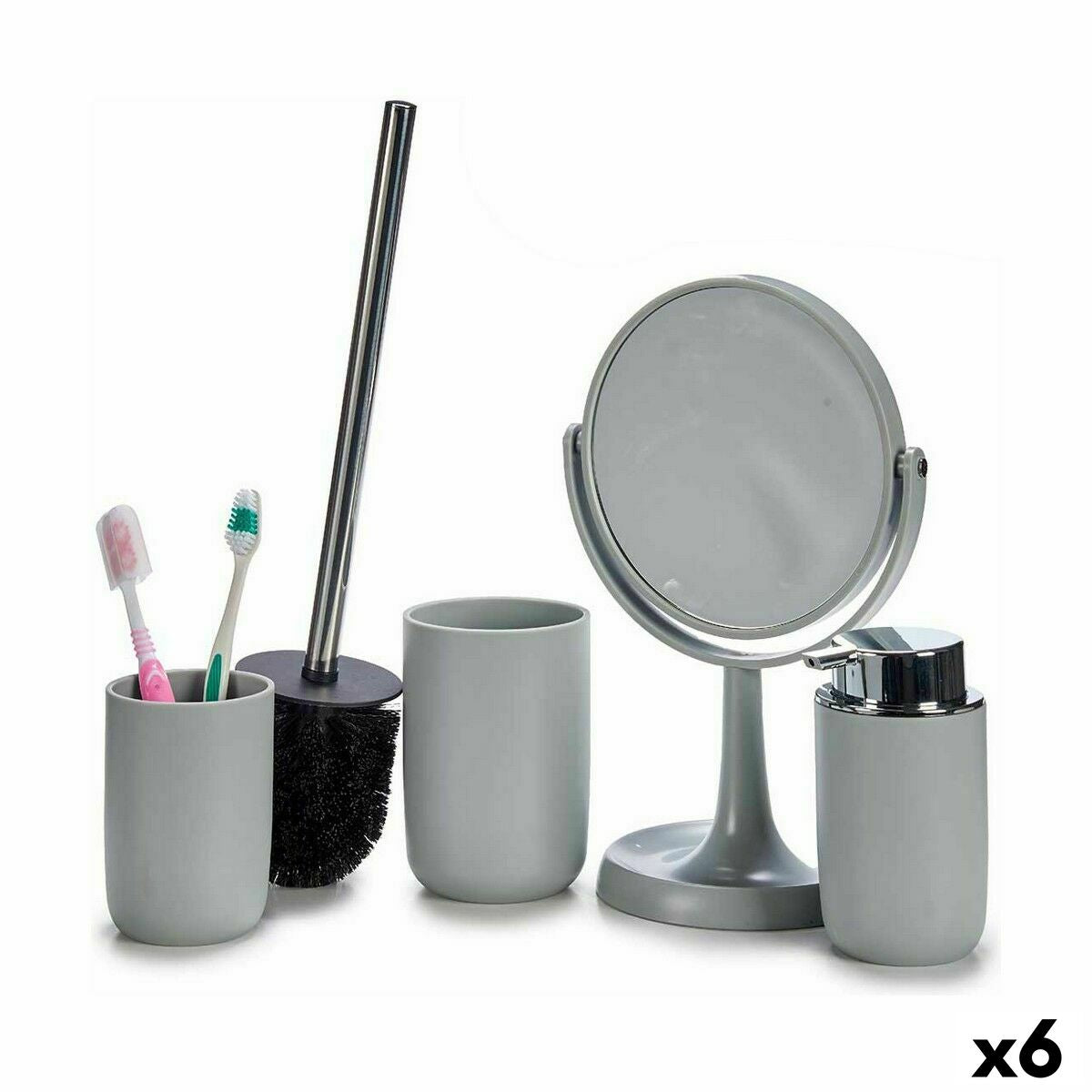 4899888621904 - Badezimmer Set CN-B6369-G Grau Polypropylen 4 Stücke (6 Stück) 4899888621904 - Badezimmer Set CN-B6369-G Grau Polypropylen 4 Stücke (6 Stück)