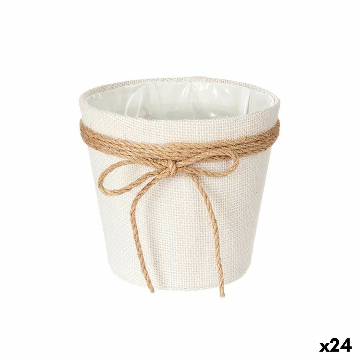 4899888625414 - Planter 86449 White Brown Cloth Lasso 16 x 15 x 16 cm (24 Units)