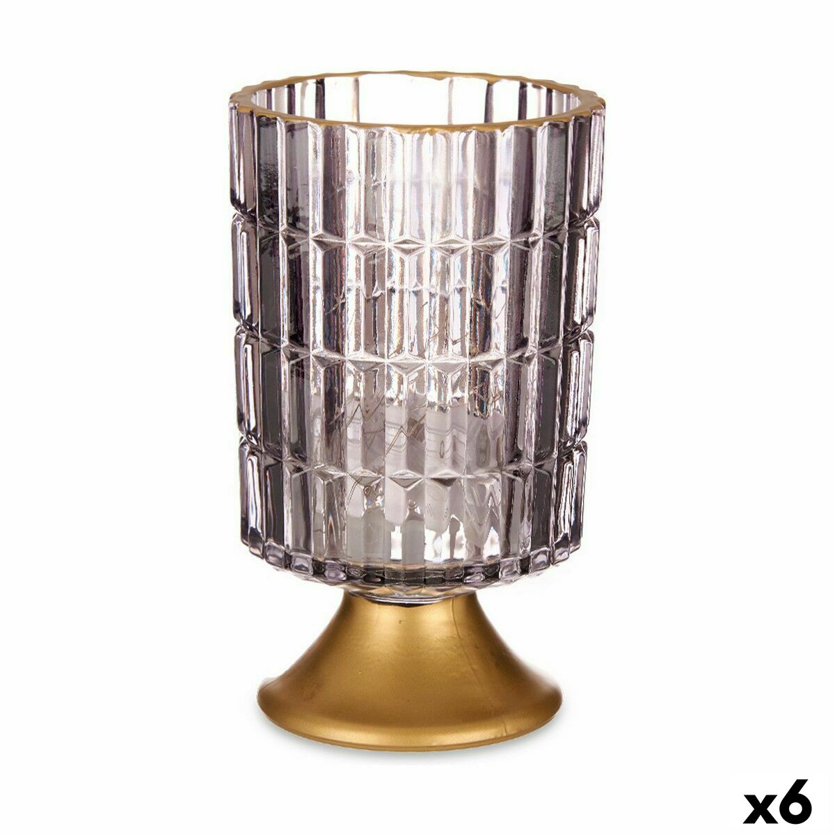 4899888626619 - LED-Laterne Grau Gold Glas 107 x 18 x 107 cm (6 Stück)