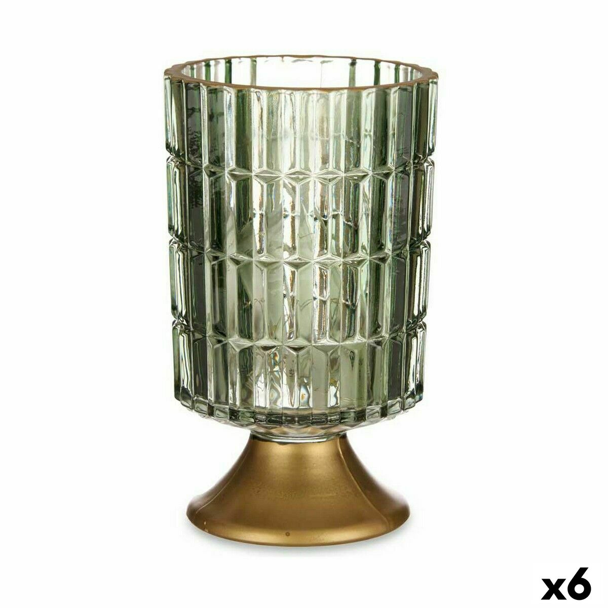 4899888626633 - LED-Laterne grün Gold Glas 107 x 18 x 107 cm (6 Stück) 4899888626633 - LED-Laterne grün Gold Glas 107 x 18 x 107 cm (6 Stück)