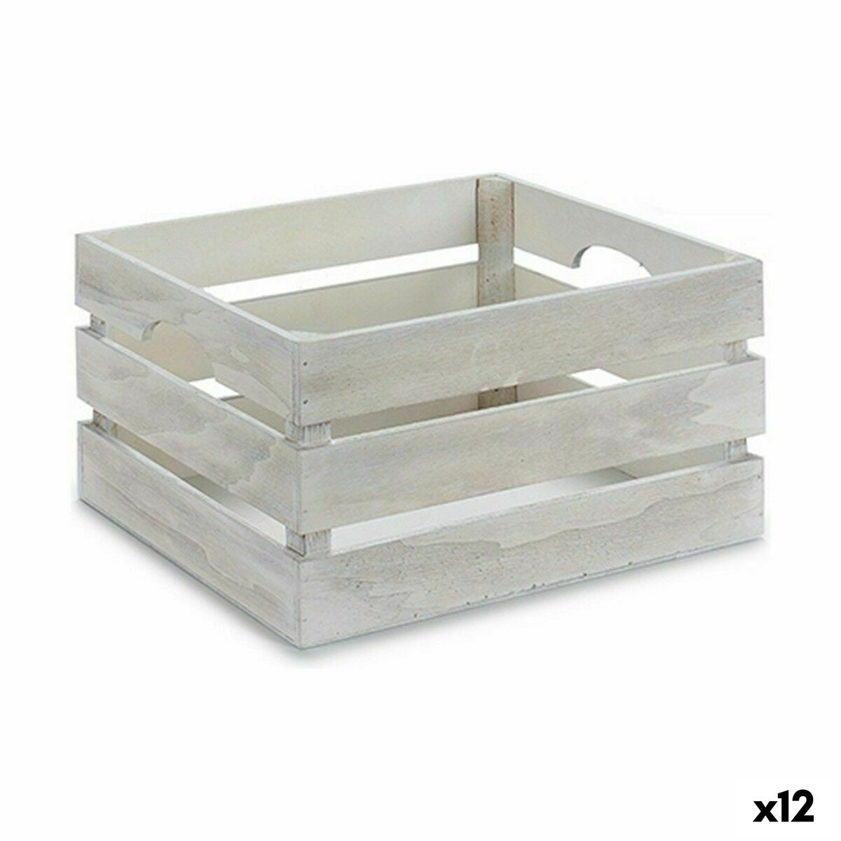 4899888627777 - Dekorative Schachtel weißes Holz 36 x 18 x 26 cm (12 Einheiten)