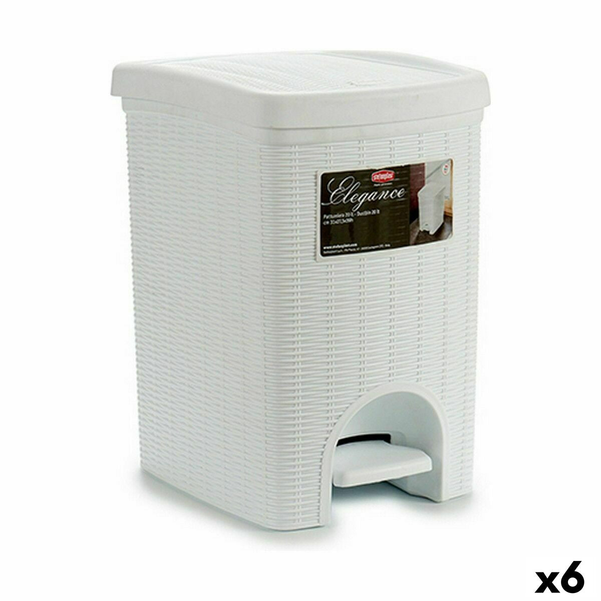 4899888631644 - Papierkorb mit Pedal Elegance Weiß Kunststoff 20 L (6 Stück) 4899888631644 - Papierkorb mit Pedal Elegance Weiß Kunststoff 20 L (6 Stück)