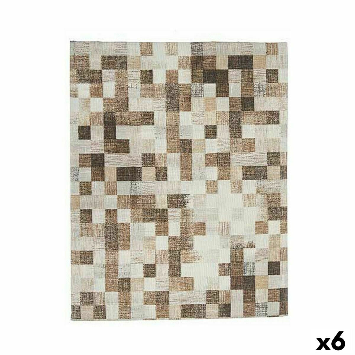 4899888635390 - Fleckenabweisende Tischdecke CUADROS-B CUADROS-B Beige Dünne Leinwand Fleckenabweisende Rahmen 140 x 180 cm (6 Einheiten)