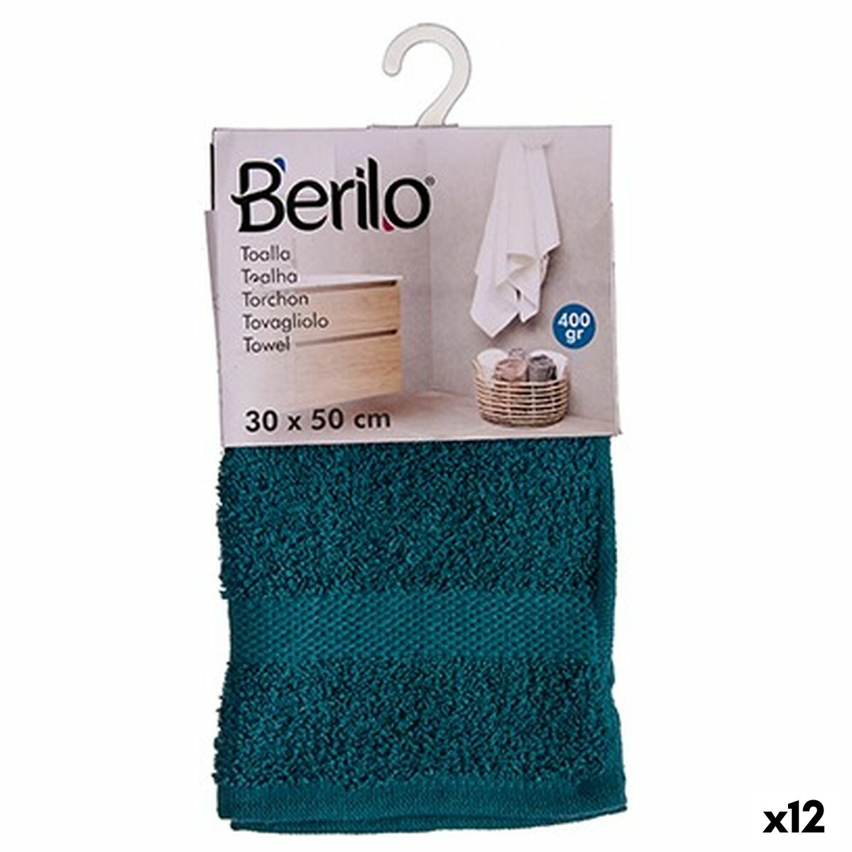 4899888635840 - Badetuch 89672 Blau 80 % Baumwolle 20 % Polyester 30 x 50 cm (12 Stück) 4899888635840 - Badetuch 89672 Blau 80 % Baumwolle 20 % Polyester 30 x 50 cm (12 Stück)