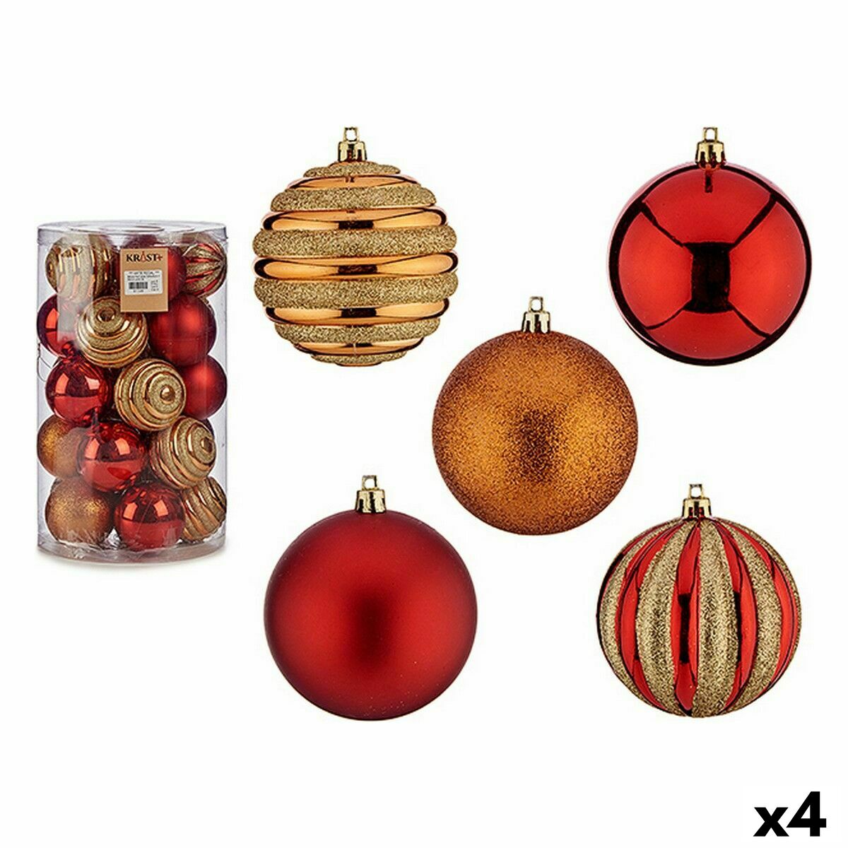 4899888648031 - Set of Christmas balls Red Orange PVC Ø 8 cm (4 Units)