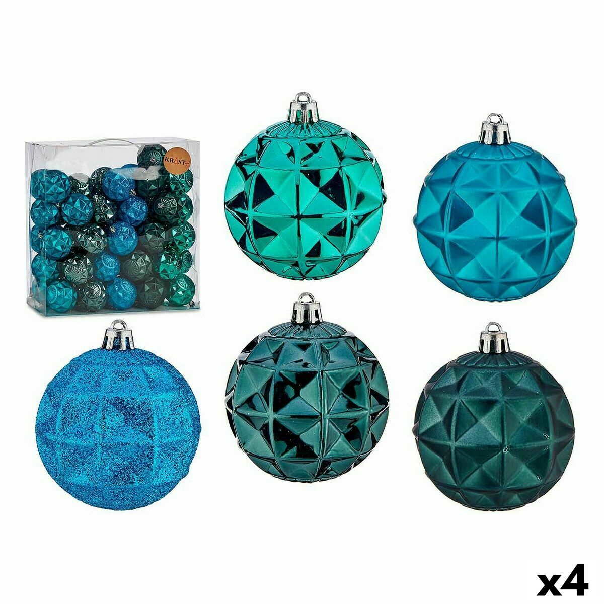 4899888648055 - Set of Christmas balls Turquoise 7 cm (4 Units)