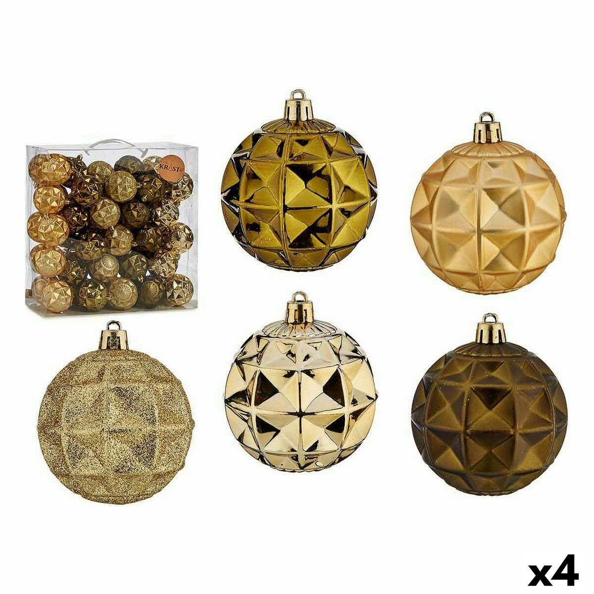 4899888648062 - Set of Christmas balls 7 cm Green Golden PVC (4 Units)