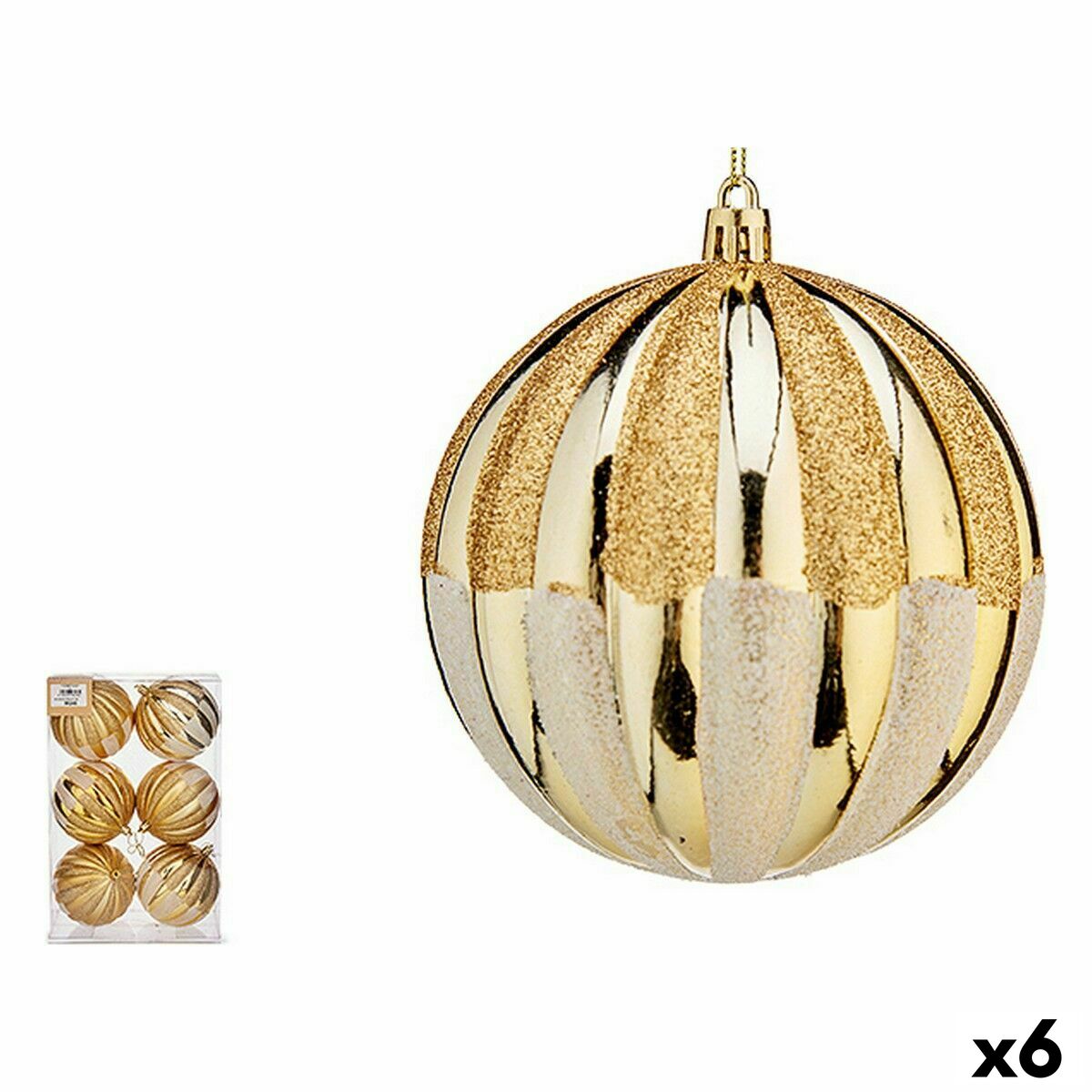 4899888648178 - Weihnachtskugeln-Set 8 cm Gold PVC (6 Stück)