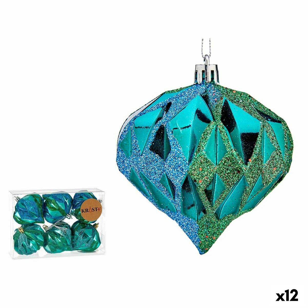 4899888648321 - Weihnachtskugeln-Set Diamant Blau Kunststoff 8 x 9 x 8 cm (12 Stück)