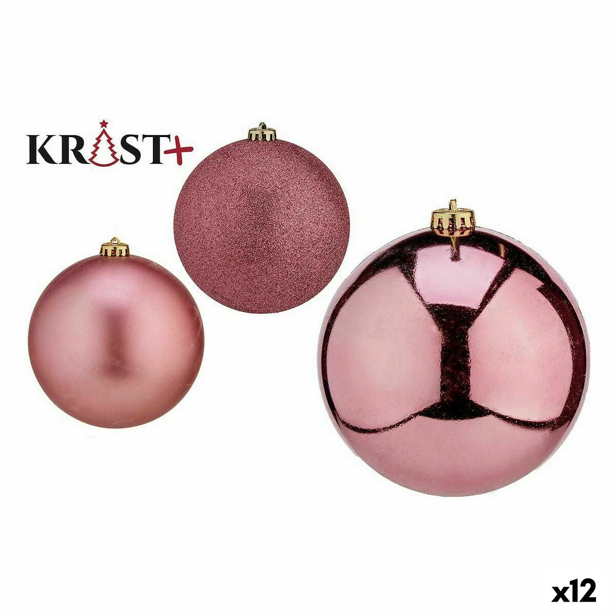 4899888648444 - Set von Weihnachtskugeln Pink PVC 10 cm (12 Einheiten)