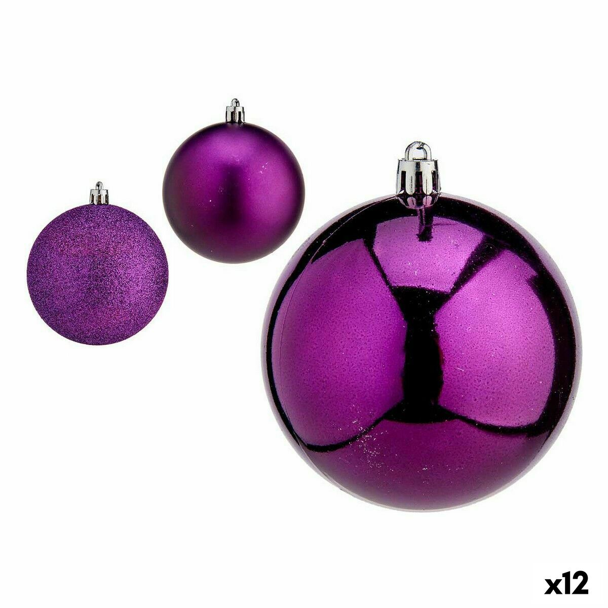 4899888648567 - Weihnachtskugeln-Set Lila Kunststoff 8 x 9 x 8 cm (12 Stück)