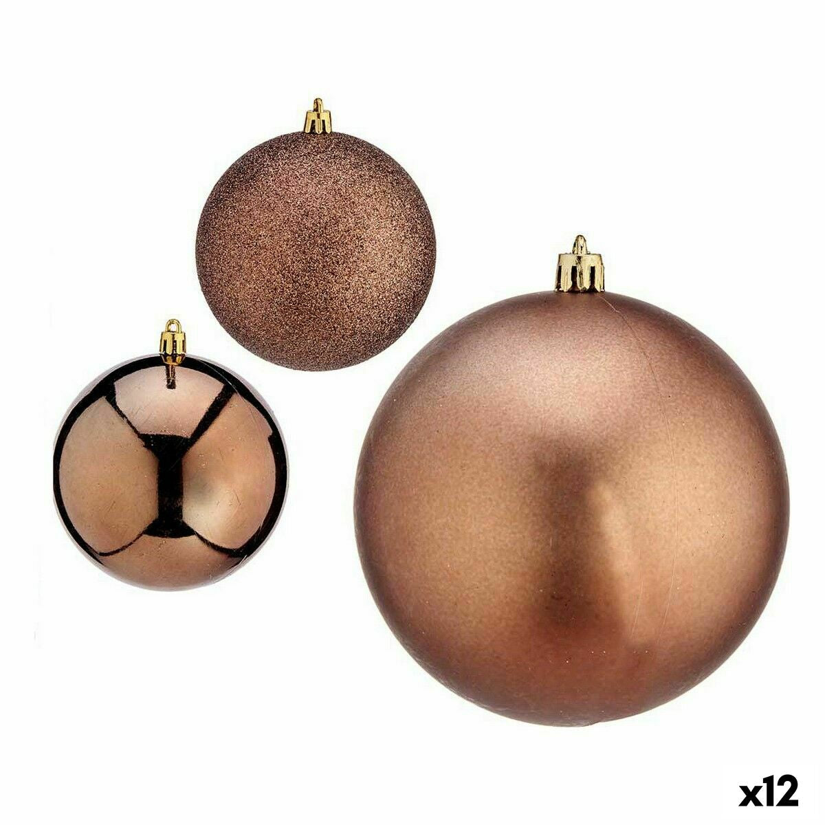 4899888648598 - Weihnachtskugeln-Set Braun Kunststoff 10 x 11 x 10 cm (12 Stück)