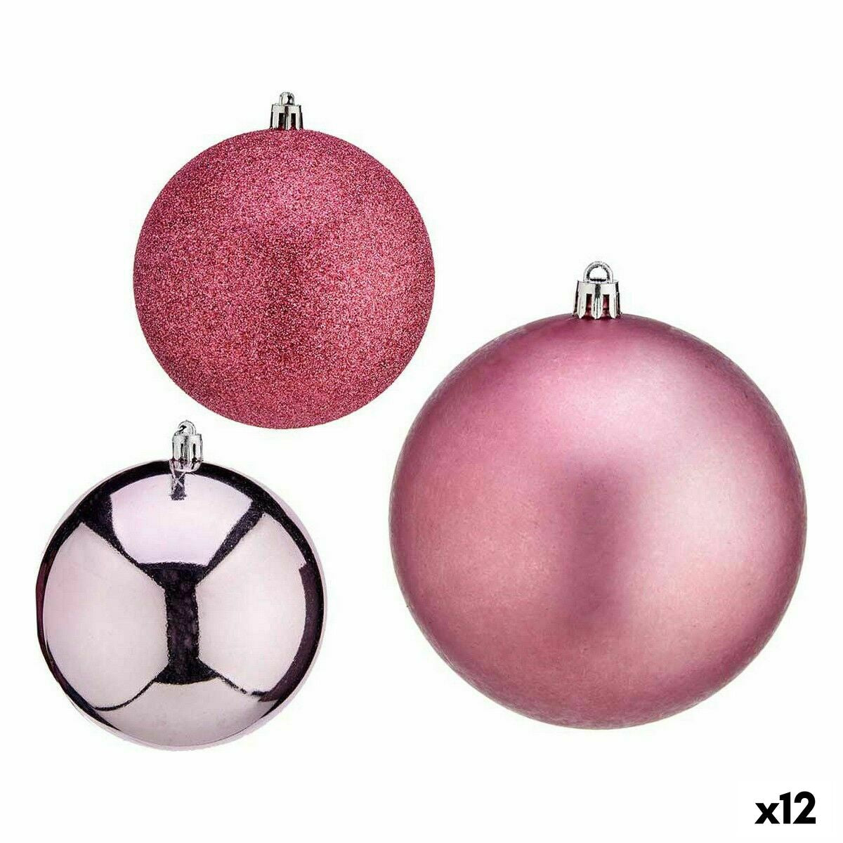 4899888648635 - Weihnachtskugeln-Set Rosa Kunststoff 10 x 11 x 10 cm (12 Stück)