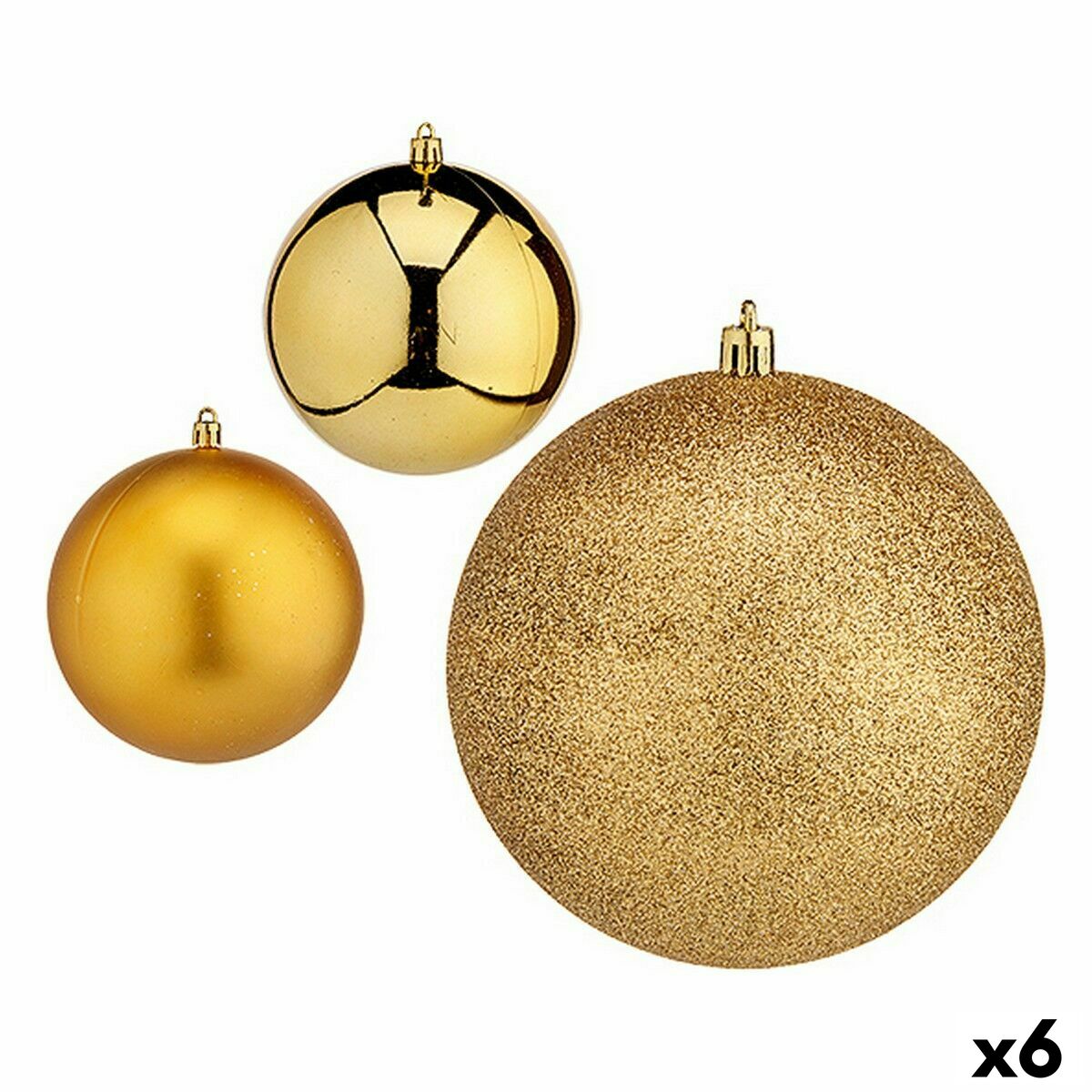 4899888648659 - Set von Weihnachtskugeln goldener Plastik 12 x 13 x 12 cm (6 Einheiten)