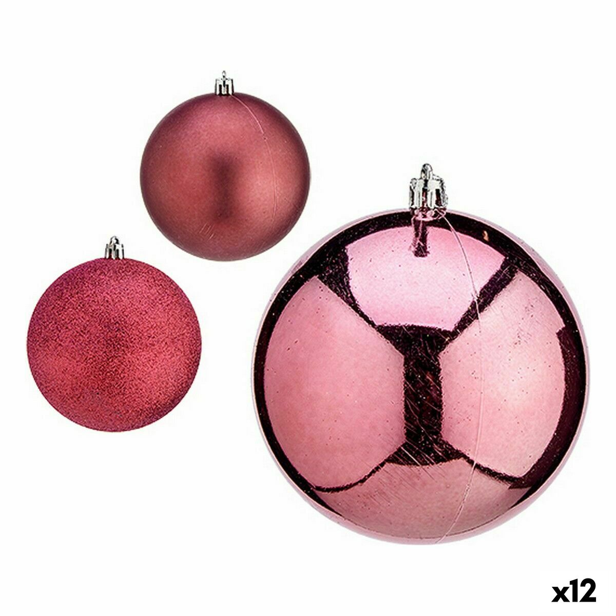 4899888648673 - Weihnachtskugeln-Set Rosa Kunststoff 10 x 11 x 10 cm (12 Stück)