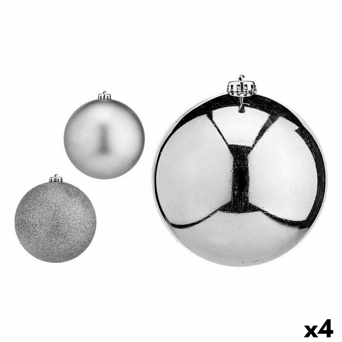 4899888648789 - Weihnachtskugeln-Set Silberfarben Kunststoff Ø 15 cm (4 Stück)