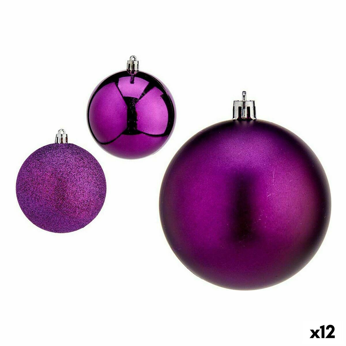 4899888648857 - Weihnachtskugeln-Set Lila Kunststoff 8 x 8 x 47 cm (12 Stück)