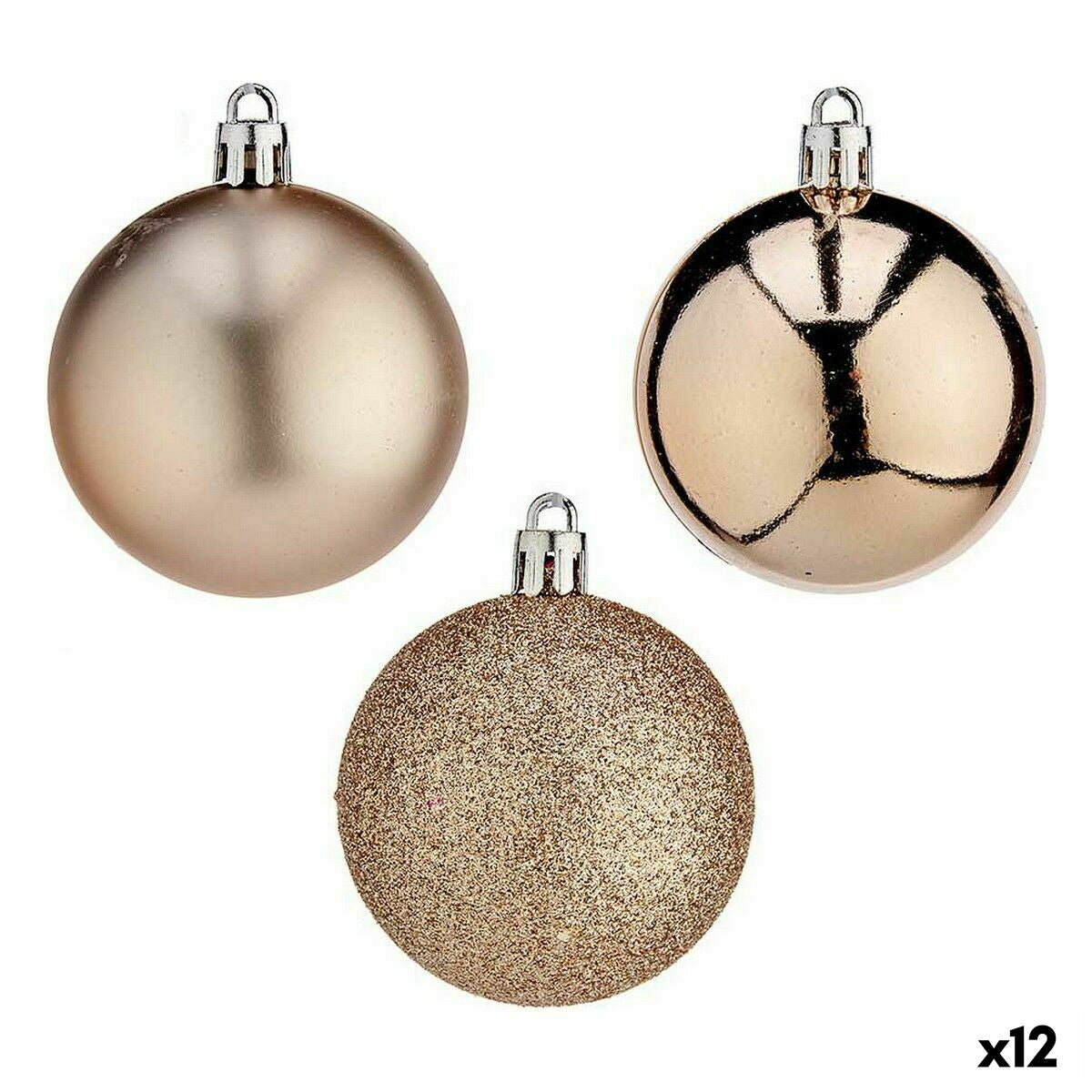 4899888649274 - Weihnachtskugeln-Set champagne Kunststoff Ø 6 cm (12 Stück)