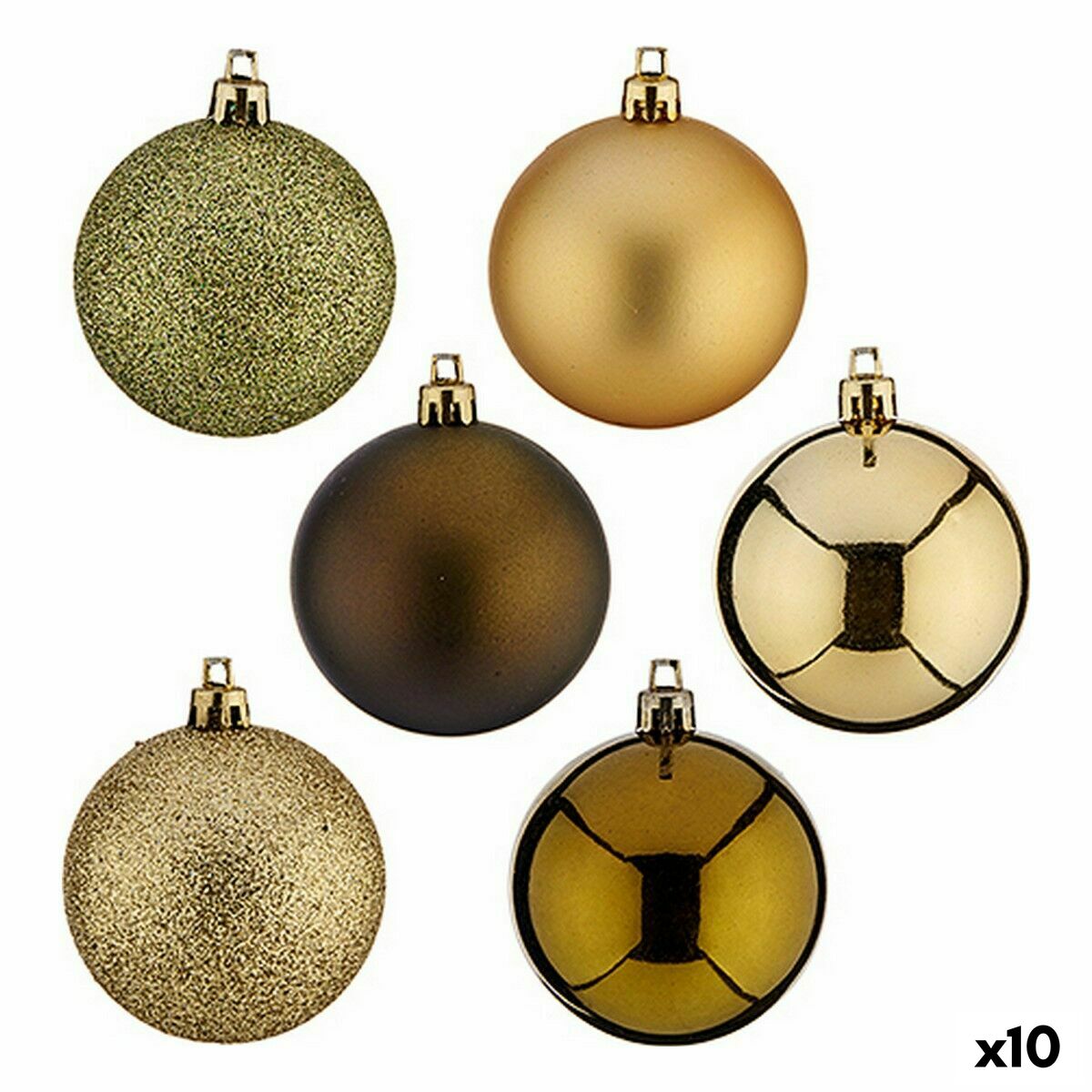 4899888649373 - Weihnachtskugeln-Set grün Gold Kunststoff 6 x 7 x 6 cm (10 Stück) 4899888649373 - Weihnachtskugeln-Set grün Gold Kunststoff 6 x 7 x 6 cm (10 Stück)