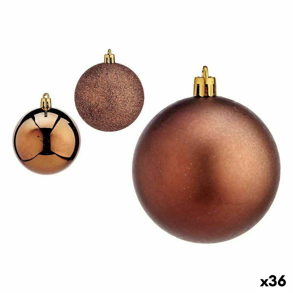 4899888649854 - Weihnachtskugeln-Set Braun Kunststoff Ø 7 cm (36 Stück)