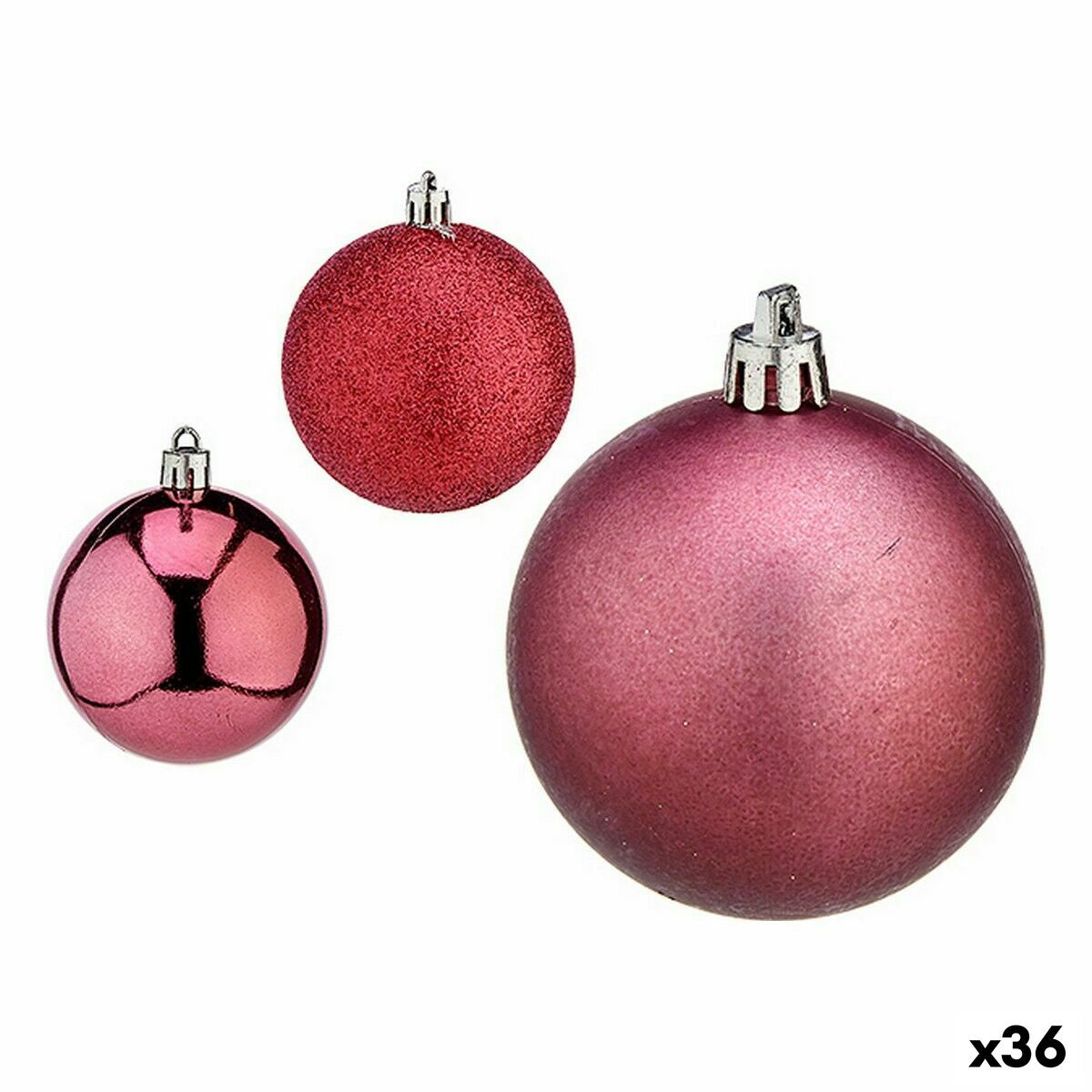 4899888649861 - Weihnachtskugeln-Set Rosa Kunststoff Ø 7 cm (36 Stück)