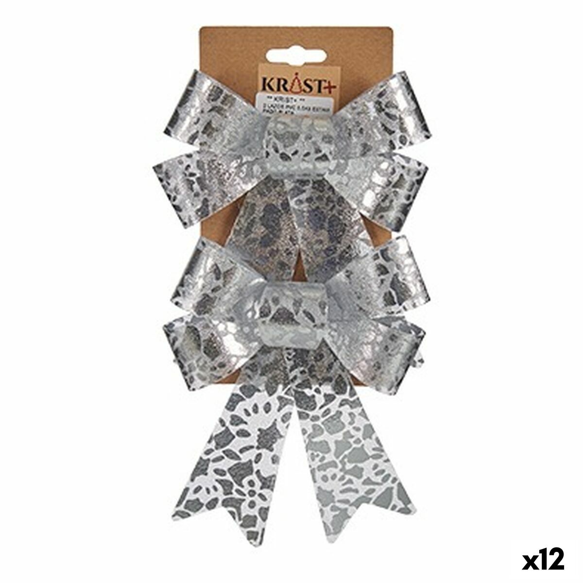 4899888650683 - Schleife HJ1-12011 Silberfarben PVC gedruckt 15 x 4 x 16 cm Weihnachtsschmuck (12 Stück) 4899888650683 - Schleife HJ1-12011 Silberfarben PVC gedruckt 15 x 4 x 16 cm Weihnachtsschmuck (12 Stück)