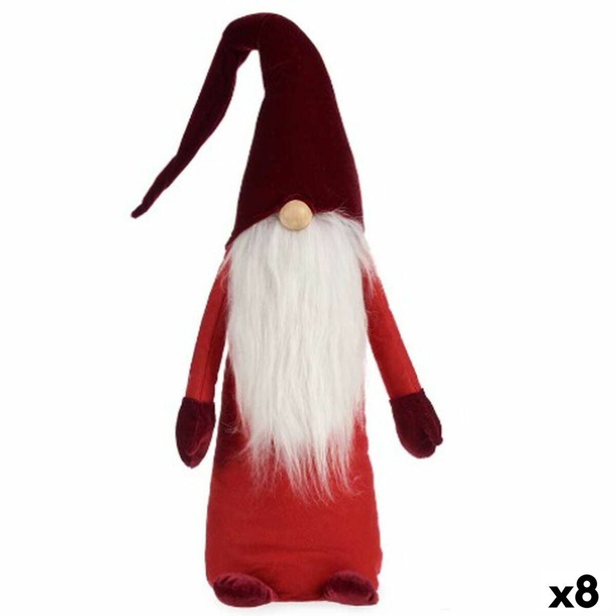 4899888651369 - Dekorative Figur Gnom weißer rotes Polyester Holz Sand 20 x 100 x 25 cm (8 Einheiten)