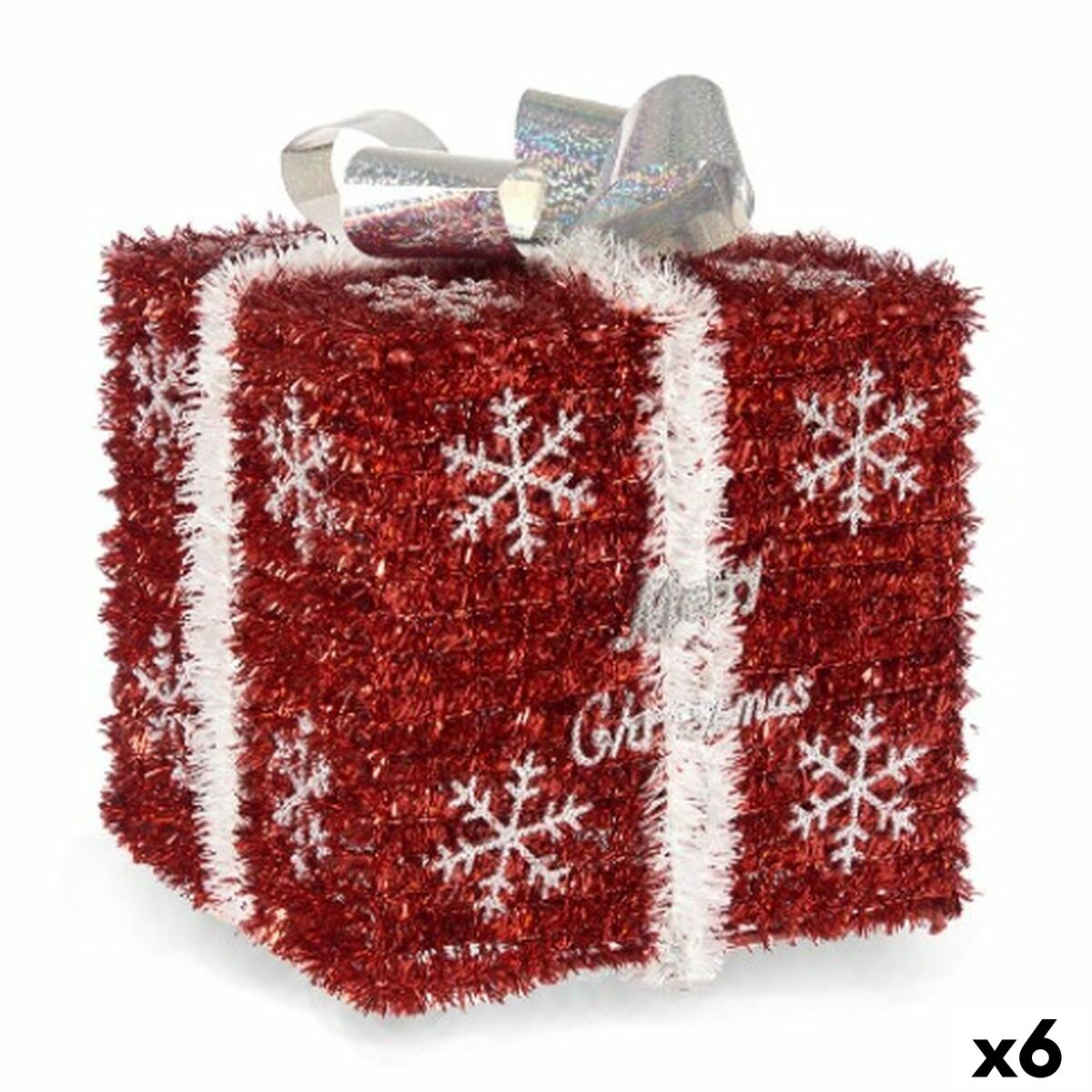 4899888651468 - Geschenkbox Weiß Rot Silberfarben Polypropylen PET 20 x 23 x 20 cm (6 Stück)