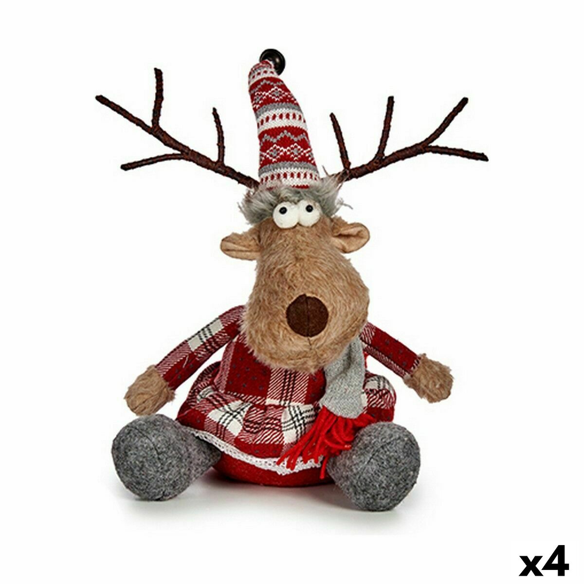 4899888652175 - Decorative Figure Deer White Brown Red Grey 16 x 30 x 30 cm (4 Units)