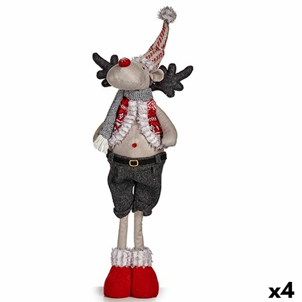 4899888653226 - Deko-Figur Weihnachts-Rentier Rot Grau Polyester 13 x 65 x 18 cm (4 Stück)