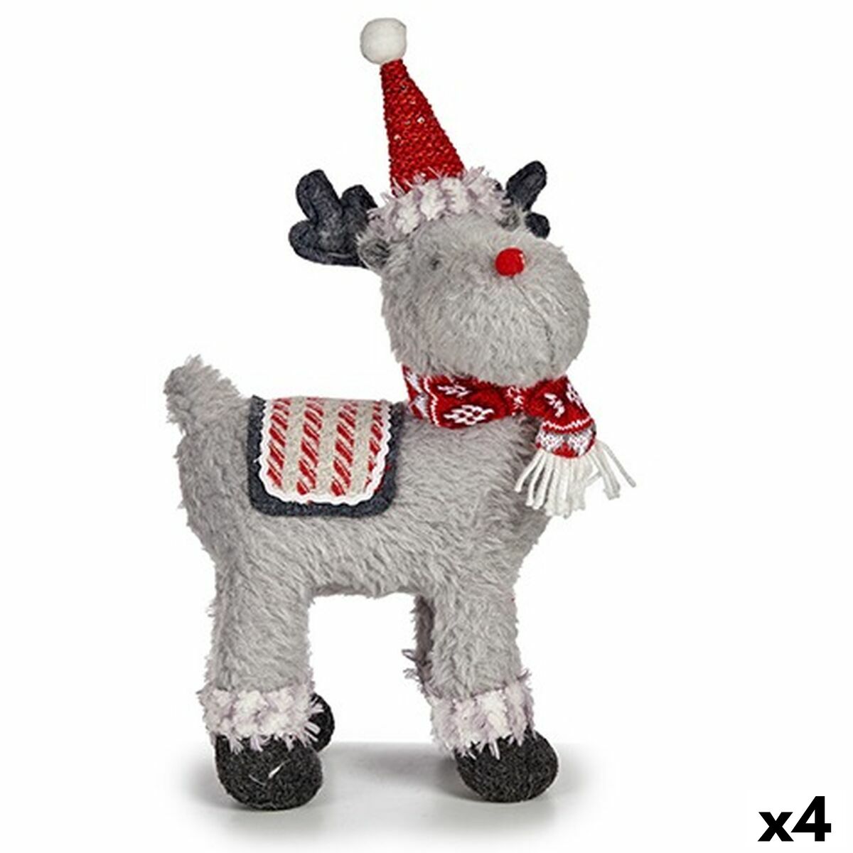 4899888653240 - Decorative Figure Christmas Reindeer Red Grey 21 x 36 x 36 cm (4 Units)