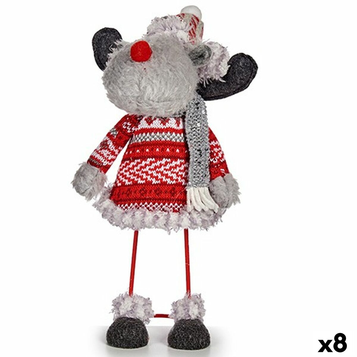 4899888653257 - Decorative Figure Christmas Reindeer Red Grey 13 x 335 x 20 cm (8 Units)