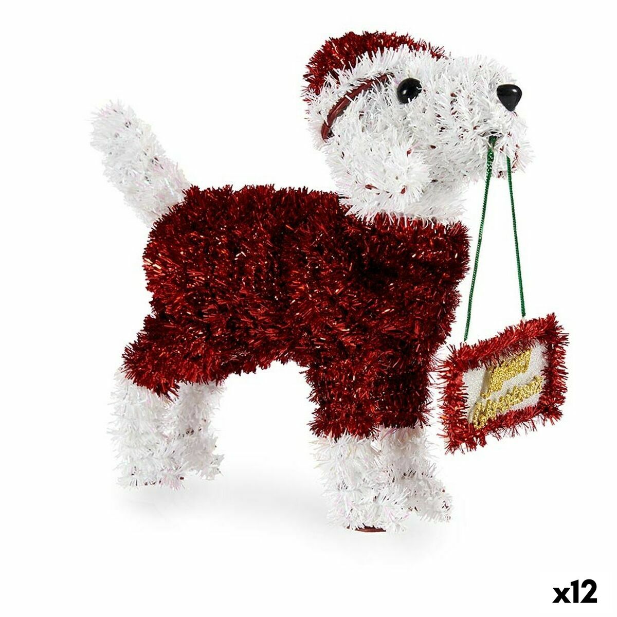 4899888653349 - Decorative Figure Dog Tinsel White Red polypropylene PET 9 x 23 x 295 cm (12 Units)