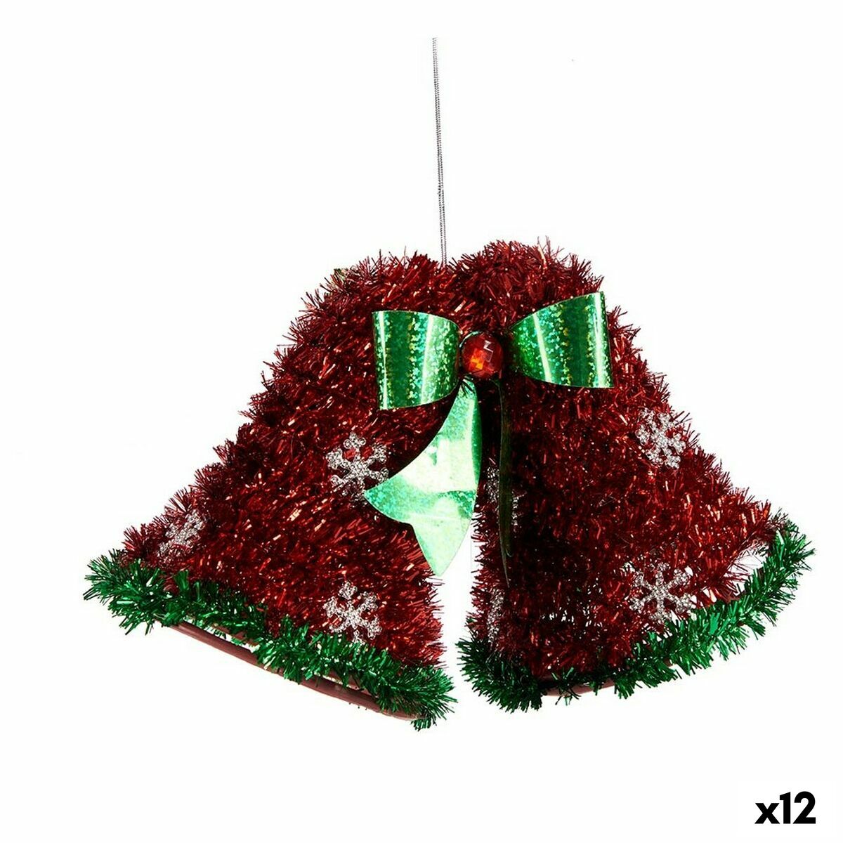 4899888653394 - Weihnachtsschmuck Halsband Glocken Lametta Rot grün 21 x 14 x 10 cm (12 Stück)