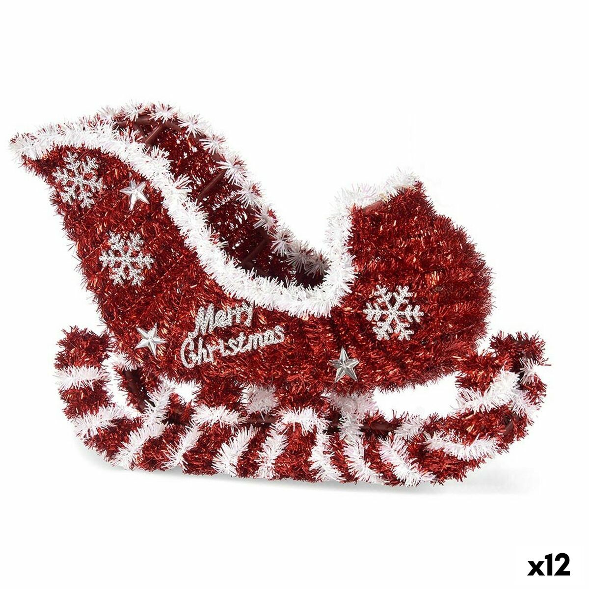 4899888653448 - Dekorative Figur Schlittkalken Tinsel weiß rotes Polypropylen PET 325 x 23 x 12 cm (12 Einheiten)