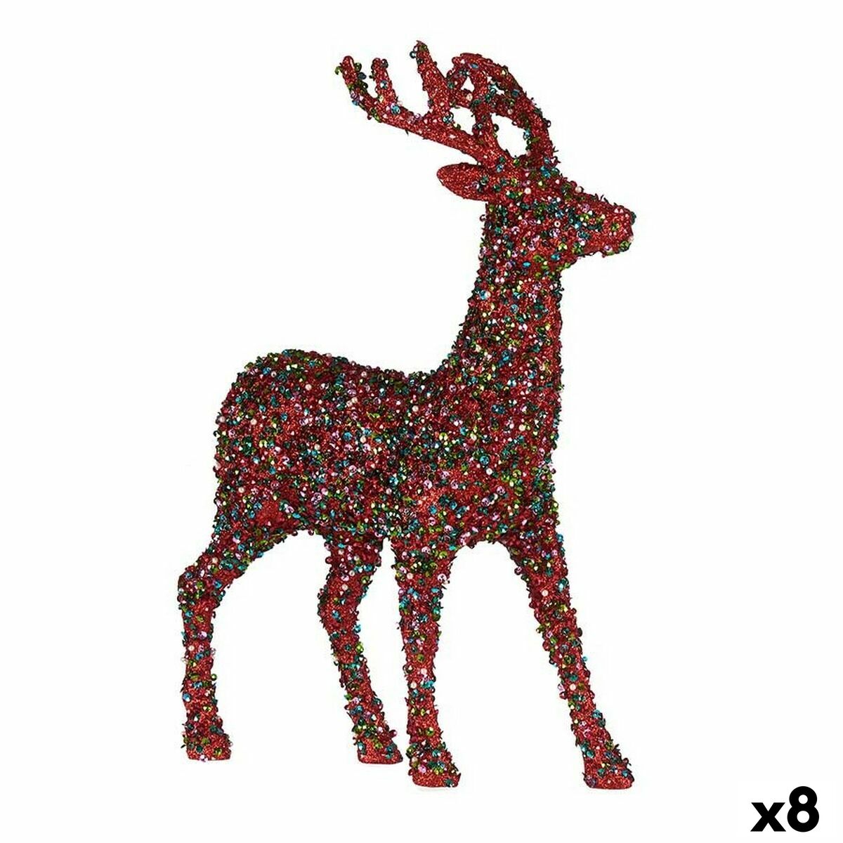 4899888653592 - Decorative Figure Christmas Reindeer Glitter Multicolour Plastic 15 x 45 x 30 cm (8 Units)