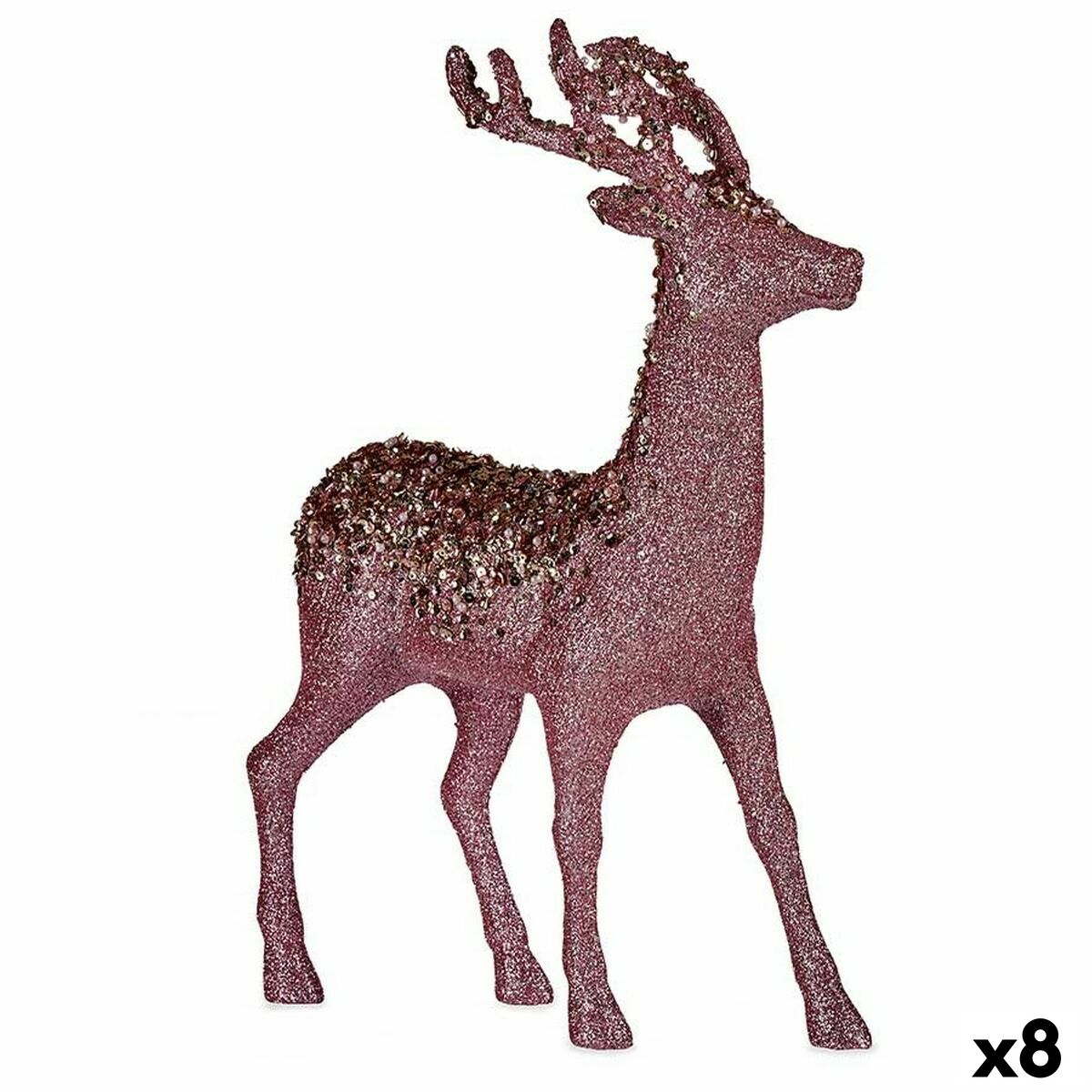 4899888653615 - Decorative Figure Christmas Reindeer Pink Plastic 15 x 45 x 30 cm (8 Units)