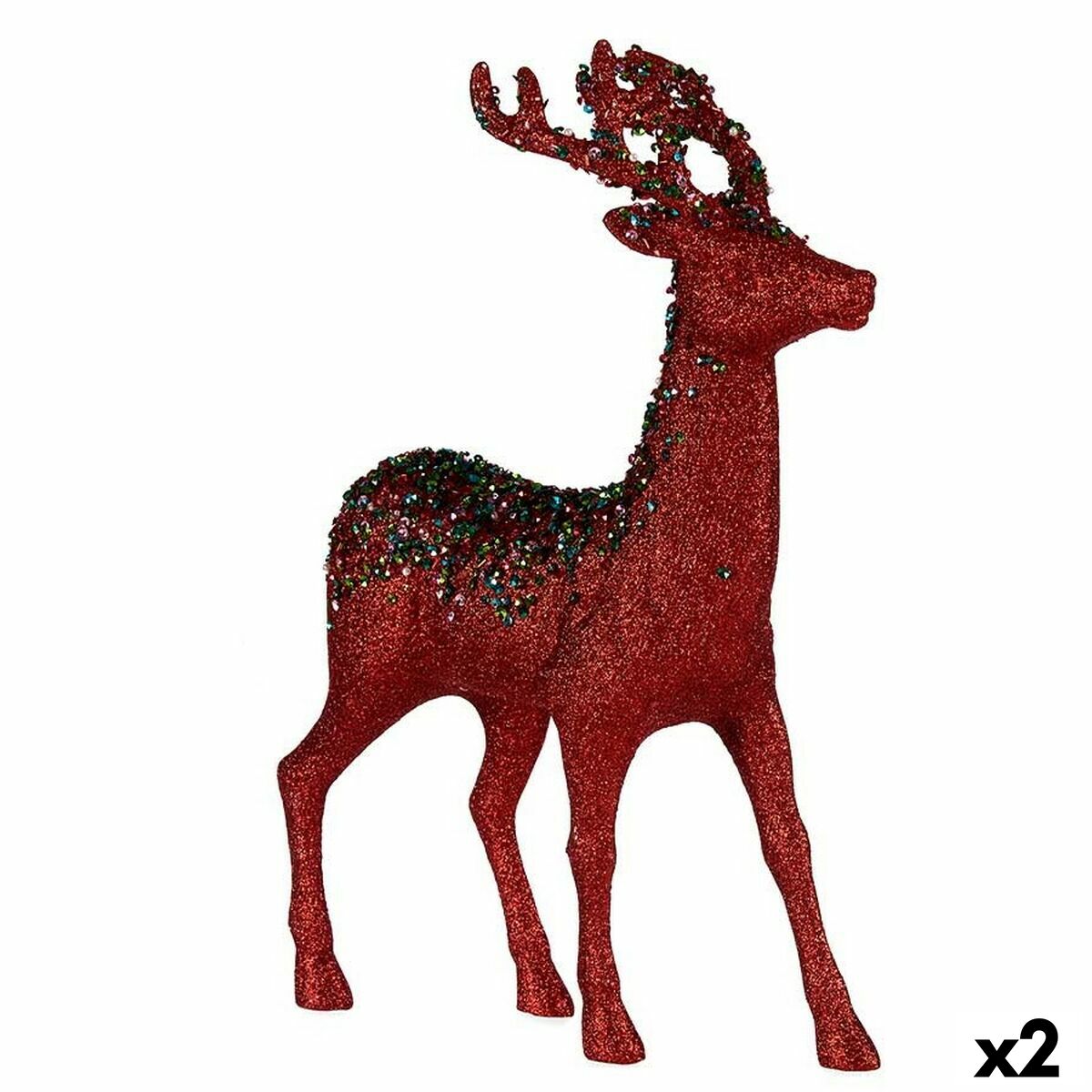 4899888653639 - Deko-Figur Weihnachts-Rentier Rot Kunststoff 15 x 45 x 30 cm (2 Stück)