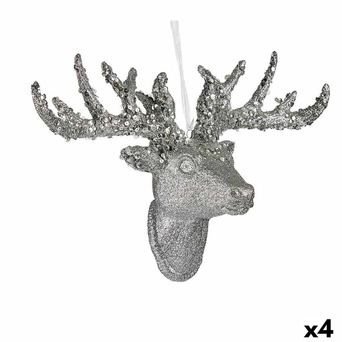 4899888653660 - Weihnachtsschmuck Weihnachts-Rentier Halsband Silberfarben 32 cm (4 Stück)