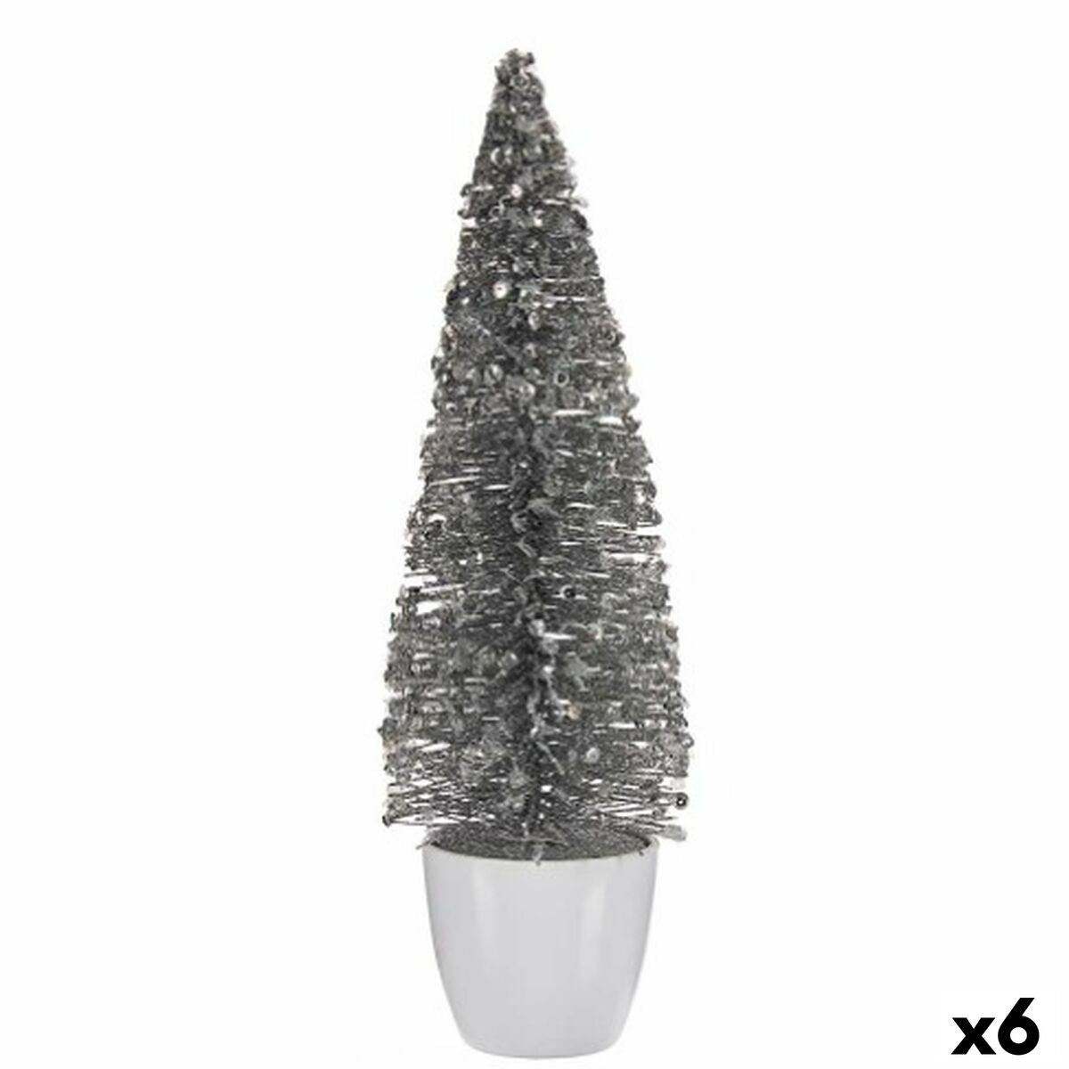 4899888653851 - Deko-Figur Weihnachtsbaum Weiß Silberfarben Kunststoff 10 x 33 x 10 cm (6 Stück) 4899888653851 - Deko-Figur Weihnachtsbaum Weiß Silberfarben Kunststoff 10 x 33 x 10 cm (6 Stück)