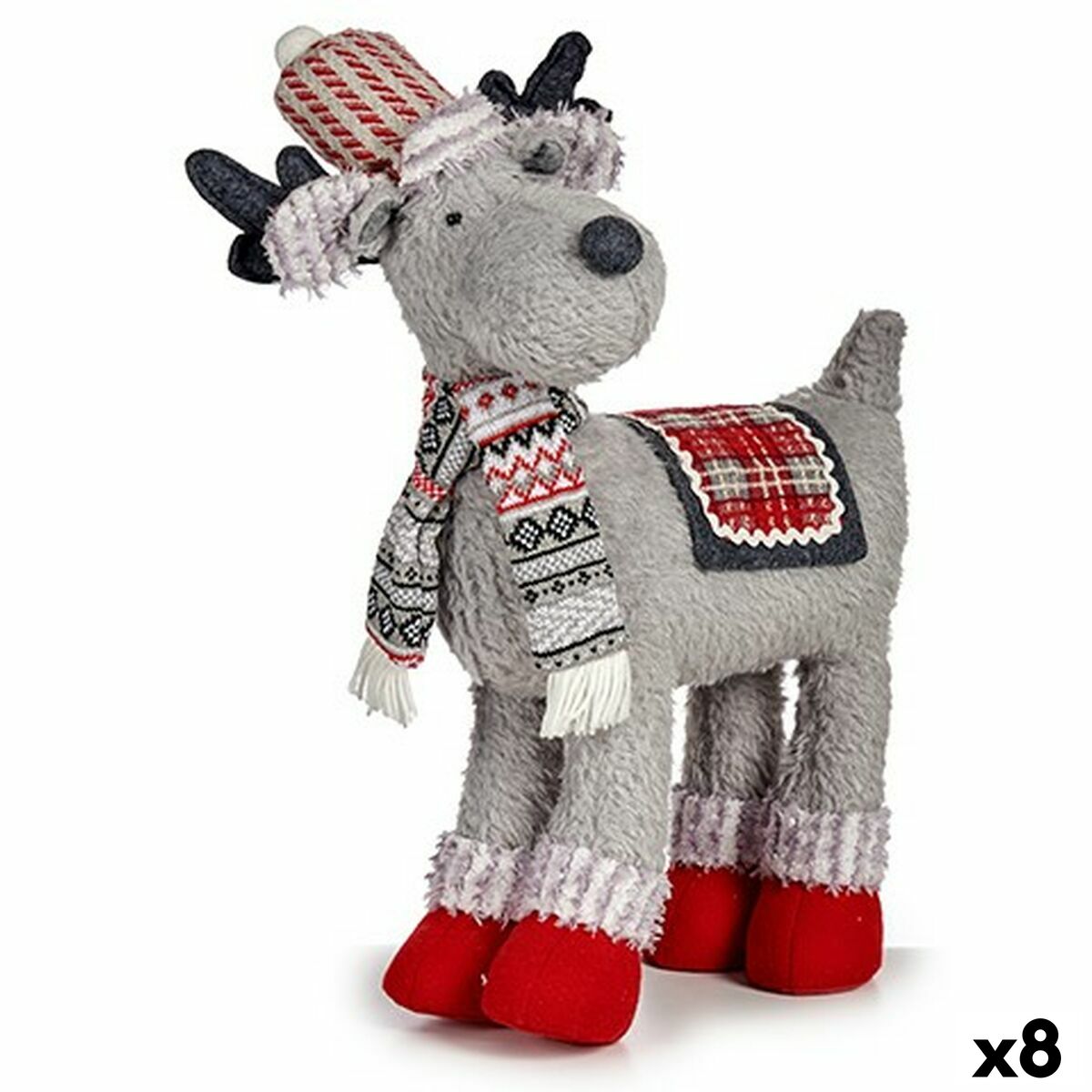 4899888654087 - Decorative Figure Christmas Reindeer Red Grey 125 x 45 x 48 cm (8 Units)